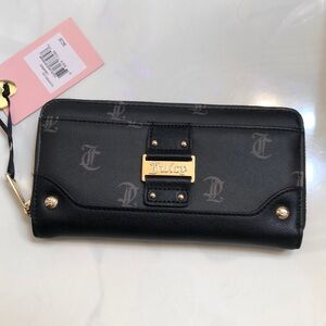 Juicy Couture Liquorice Y2CUTE Large Zip Around Faux Leather Wallet NWT